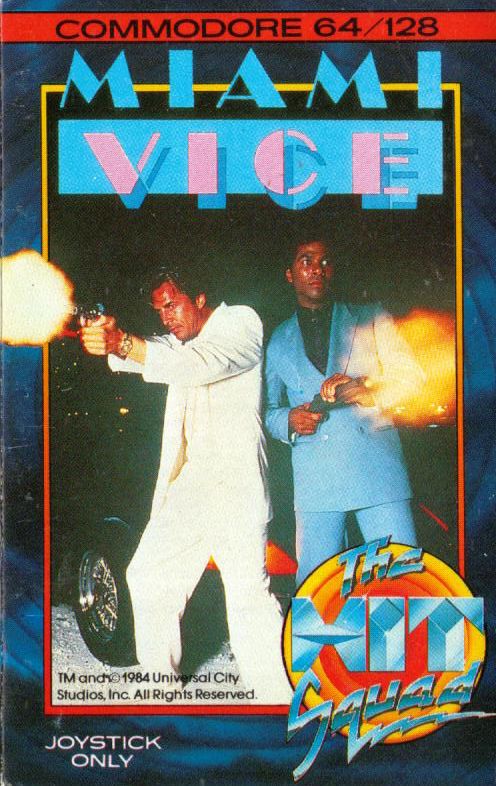 Miami Vice box art for Commodore 64